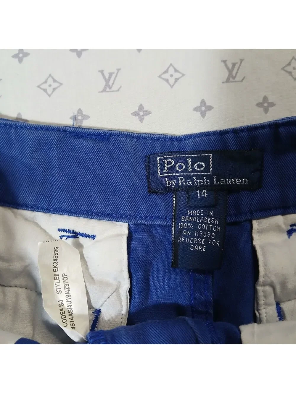 Polo Ralph Lauren Vintage Streetwear Cargo Shorts Blue Cotton Men's 14 Youth